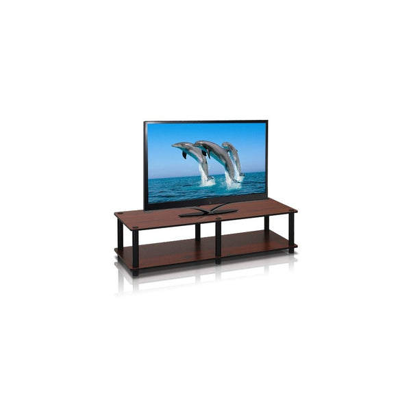 Furinno 11175DC(BK)/BK Just No Tools Dark Cherry Wide Television Stand with Black Tube