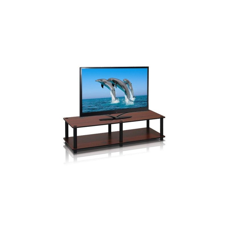 Furinno 11175DC(BK)/BK Just No Tools Dark Cherry Wide Television Stand with Black Tube