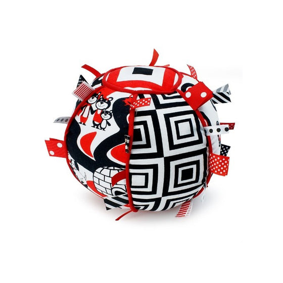 Ribbon Tag Ball - Black, White & Red