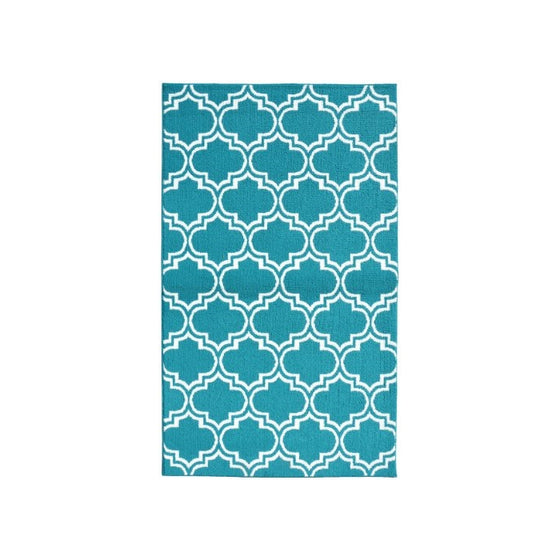 Garland Rug Silhouette Area Rug, 5 by 7-Feet, Teal/White