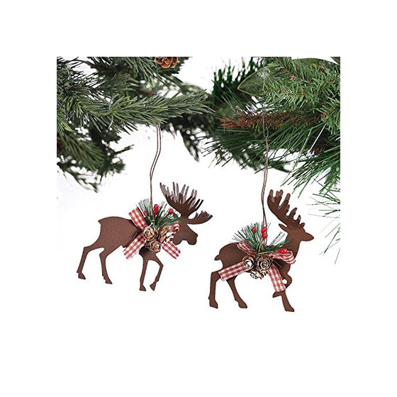 Metal Die Cut Moose & Deer Christmas Ornaments - (6 Pcs./set) 3 1/2" X 4"