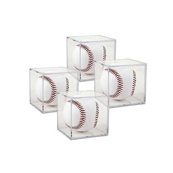 (Set of 4) Grandstand UV Protection Baseball Display with Built-in Cradle