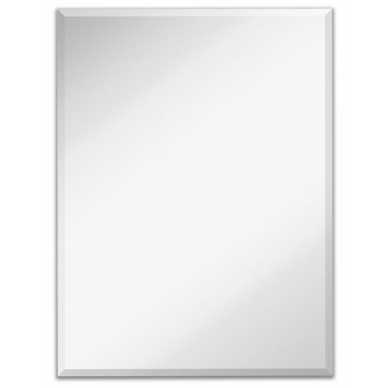 Large Simple Rectangular Streamlined 1 Inch Beveled Wall Mirror | Premium Silver Backed Rectangle Mirrored Glass Panel Vanity, Bedroom, or Bathroom Hangs Horizontal & Vertical Frameless (30"W x 40"H)