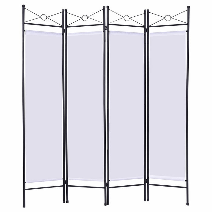 Giantex 4 Panel Room Divider Privacy Screen Home Office Fabric Metal Frame (White)