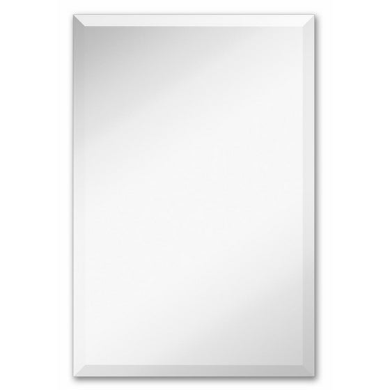 Large Simple Rectangular Streamlined 1 Inch Beveled Wall Mirror | Premium Silver Backed Rectangle Mirrored Glass Panel Vanity, Bedroom, or Bathroom Hangs Horizontal & Vertical Frameless (20"W x 30"H)