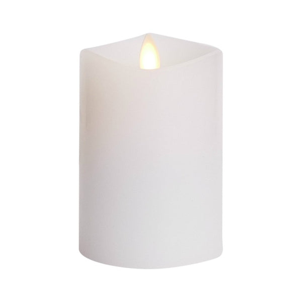 Luminara Flameless Candle: 360 Degree Top, Unscented Moving Flame Candle with Timer (4" White)