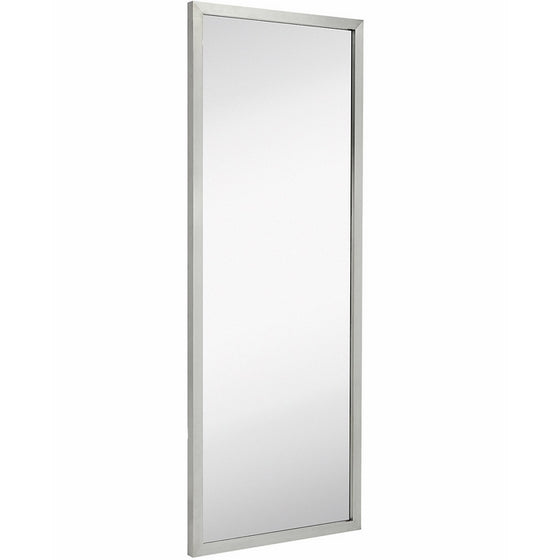 Commercial Restroom Full Length Wall Mirror | Contemporary Industrial Strength | Brushed Metal Silver Rectangle Mirrored Glass | Vanity, Bedroom or Restroom Horizontal & Vertical (18" x 48")