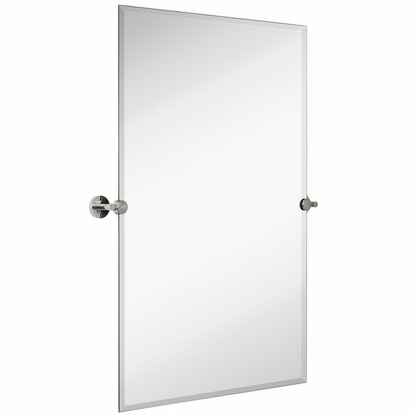 Hamilton Hills Large Pivot Rectangle Mirror With Polished Chrome Wall Anchors | Silver Backed Adjustable Moving & Tilting Wall Mirror |  24" x 36" Inches