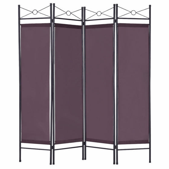 Giantex 4 Panel Room Divider Privacy Screen Home Office Fabric Metal Frame (Brown)