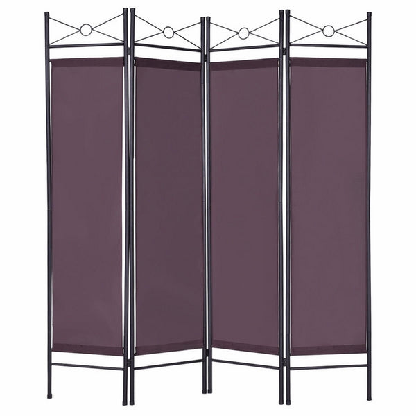 Giantex 4 Panel Room Divider Privacy Screen Home Office Fabric Metal Frame (Brown)