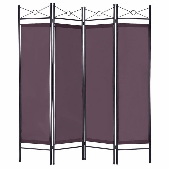 Giantex 4 Panel Room Divider Privacy Screen Home Office Fabric Metal Frame (Brown)