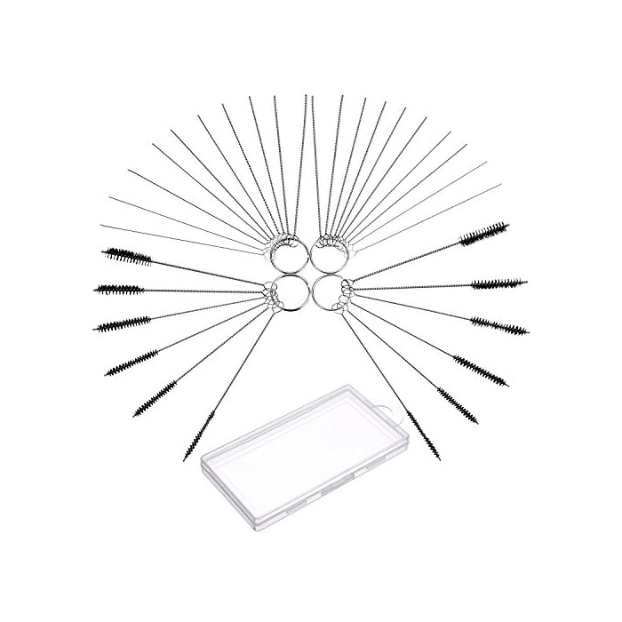Frienda 32 Pieces Carburetor Carbon Dirt Cleaner Tool Kit Including Nylon Tube Brush and Cleaning Needles (20 Needles and 12 Brushes)