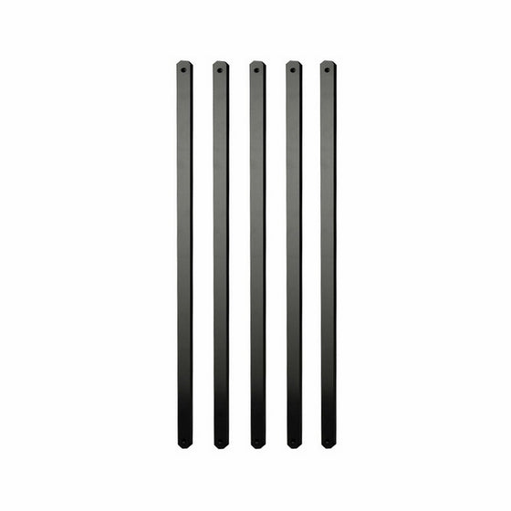 29.5 in. x 1 in. x .19 in. Black Aluminum Flat Baluster (15 pack), Wood and Composite Deck Railing Compatible, Semigloss Finish, Wrought Iron Look