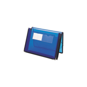 Smead Poly Wallet, 2-1/4" Expansion, Flap and Cord Closure, Letter Size, Blue (71953)