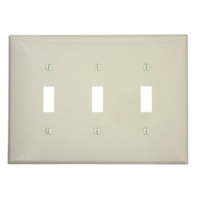 Leviton PJ3-I 3-Gang Toggle Switch Wallplate, Midway Size, Ivory