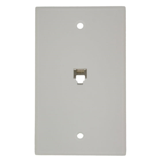 Leviton 40238-W Standard Telephone Wall Jack, 6P6C, Screw Terminals, White