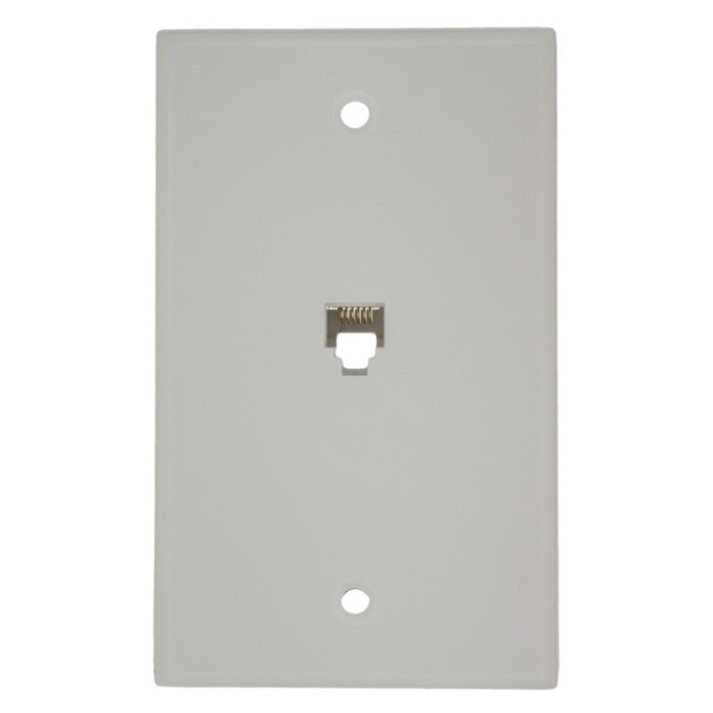 Leviton 40238-W Standard Telephone Wall Jack, 6P6C, Screw Terminals, White