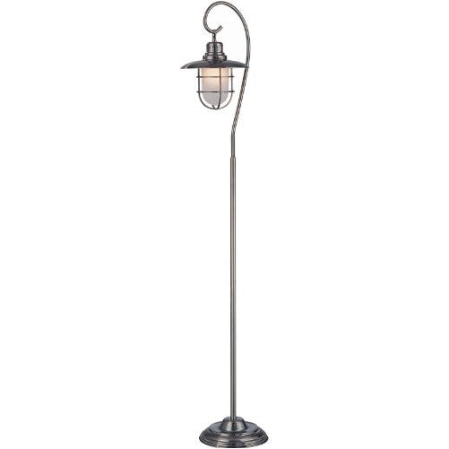 Lite Source LS-81455AB Lantern Floor Lamp, Antique Brass, Clear Glass Shade