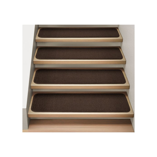 Set of 12 Attachable Indoor Carpet Stair Treads - Chocolate Brown - 8 In. X 30 In. - Several Other Sizes to Choose From