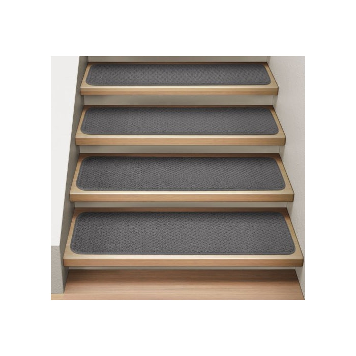 Set of 12 Attachable Indoor Carpet Stair Treads - Gray - 8 In. X 30 In. - Several Other Sizes to Choose From