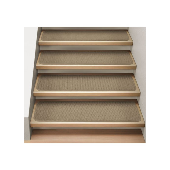 Set of 12 Attachable Indoor Carpet Stair Treads - Camel Tan - 8 In. X 30 In. - Several Other Sizes to Choose From