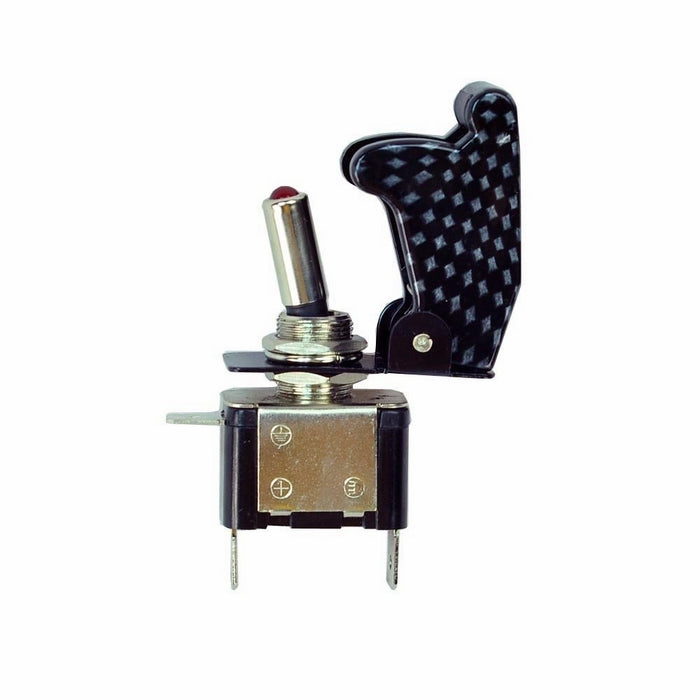 HOT SYSTEM 12V Aircraft Type Carbon Fiber Red LED Car Automotive SPST Toggle Illuminated On/off Switch Button