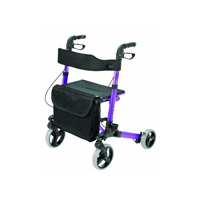 HealthSmart Euro Style Rollator Walker, Compact Folding Walker, Lightweight Aluminum Walker, Purple