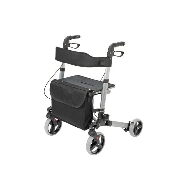 HealthSmart Euro Style Rollator Walker, Compact Folding Walker, Lightweight Aluminum Walker, Titanium