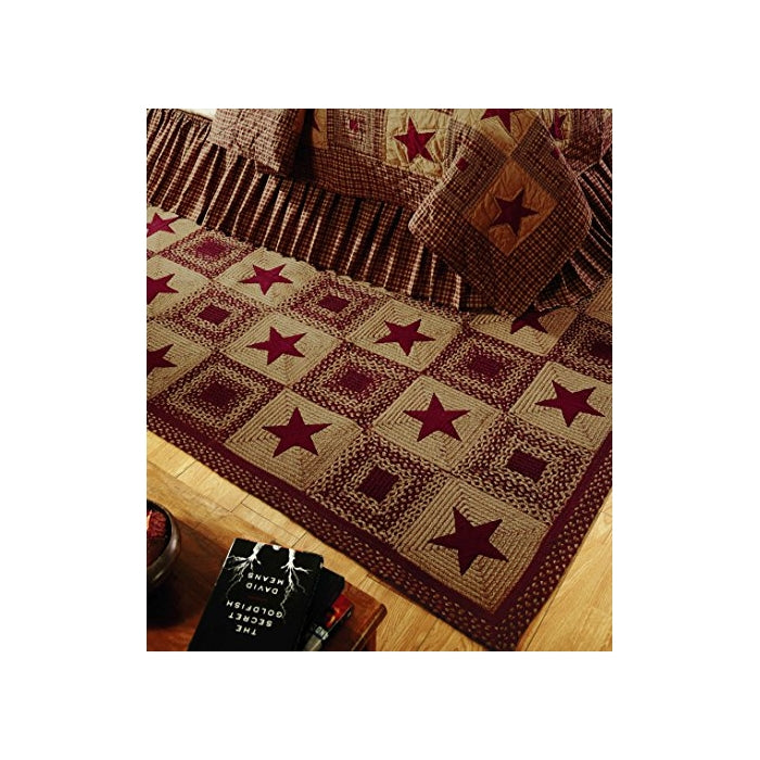 IHF Home Decor New Area Braided Rug Country Star Wine Design Carpet Accent Rectangle Rugs 100% Jute Fiber 20 x 30 Inches