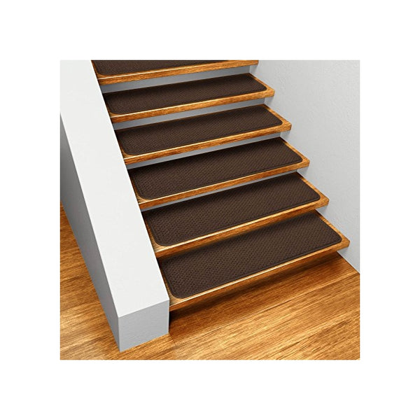 Set of 15 Skid-resistant Carpet Stair Treads - Chocolate Brown - 8 In. X 30 In. - Several Other Sizes to Choose From