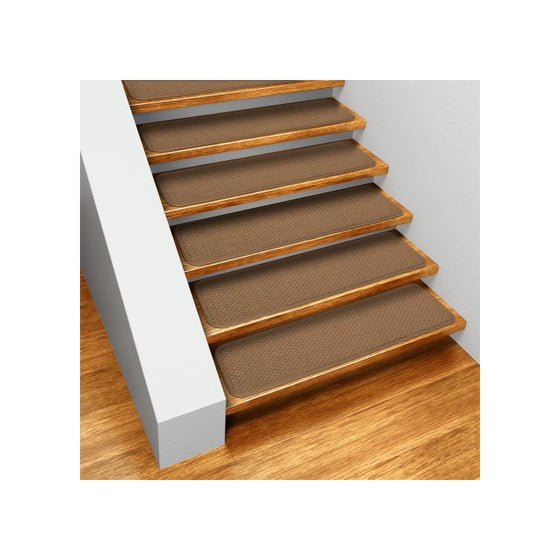 Set of 15 Skid-resistant Carpet Stair Treads - Toffee Brown - 8 In. X 30 In. - Several Other Sizes to Choose From