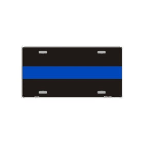 Thin Blue Line Metal License Plate Police Officers