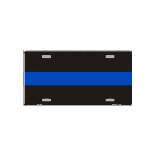 Thin Blue Line Metal License Plate Police Officers