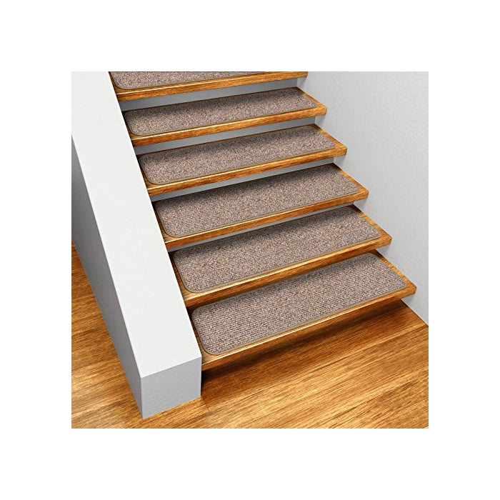 Set of 15 Skid-resistant Carpet Stair Treads - Pebble Beige - 8 In. X 30 In. - Several Other Sizes to Choose From