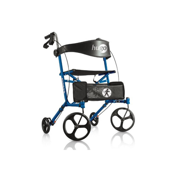 Hugo Mobility Sidekick Side-Folding Rollator Walker with Seat, Blueberry