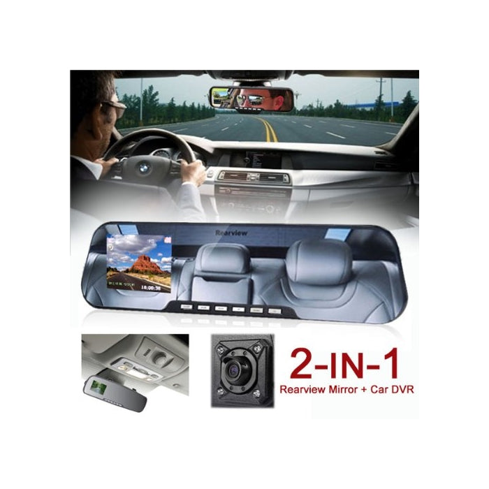 inDigi NEW! 2-in-1 Car DVR Rearview Mirror Recorder HD 1080p 2.7-inch TFT-LCD H.264 (US Seller - 3-5 Days Delivery Guaranteed)