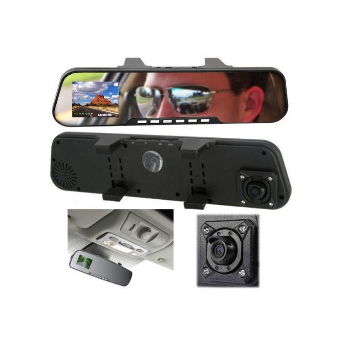 inDigi 2-in-1 HD 2.7" LCD Built-in Camera Rearview Mirror Car DVR Vehicle Dash Camera (US Seller - 3-5 Days Delivery Guaranteed)