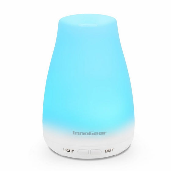 InnoGear 2nd Version Aromatherapy Essential Oil Diffuser Portable Ultrasonic Diffusers Cool Mist Humidifier with 7 Colors LED Lights and Waterless Auto Shut-off for Home Office Bedroom Room