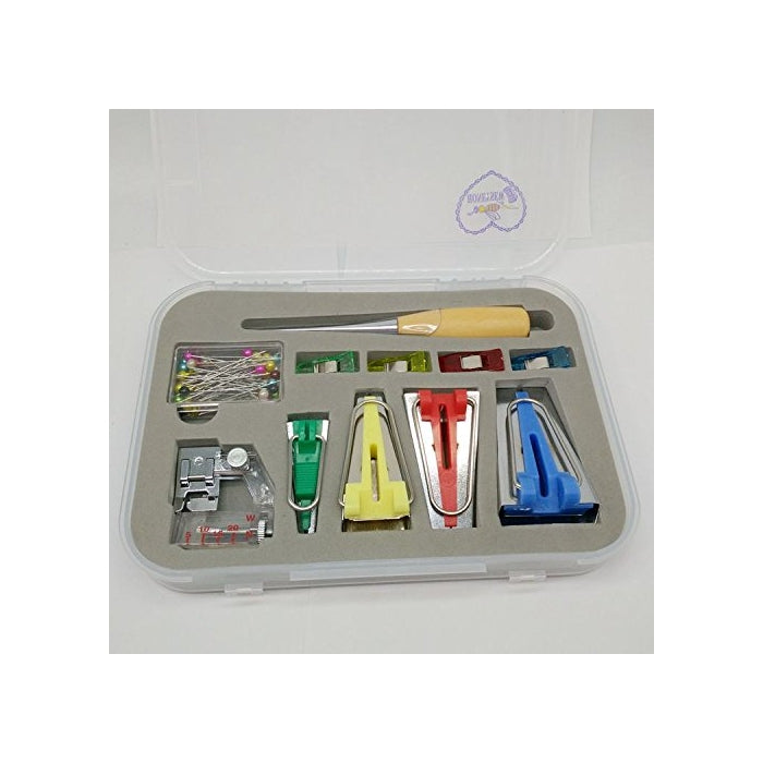 HONEYSEW Bias Tape Maker 6MM 12MM 18MM 25MM With Binder foot Bradawl Quilting Clips Sewing Pins Kit (BTM-S2)