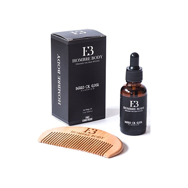 Beard Oil and Comb Gift for Men with Organic Ingredients-Unscented