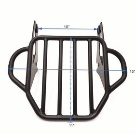 HTT- Motorcycle Flat Black King Detachable Luggage Rack For 2009-2017 Harley Touring Road King / Street Glide / Road Glide