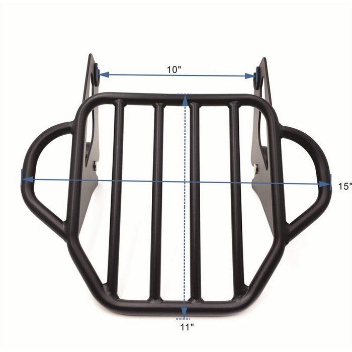 HTT- Motorcycle Flat Black King Detachable Luggage Rack For 2009-2017 Harley Touring Road King / Street Glide / Road Glide