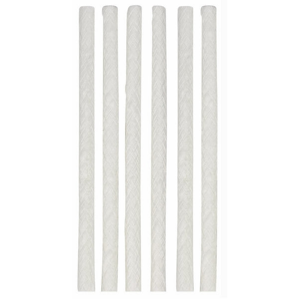 Jekayla 3/8" x 8” 6 Pack White Fiberglass Replacement Tiki Torch Wicks for Oil Lamps and Candles Wine Bottle Wicks