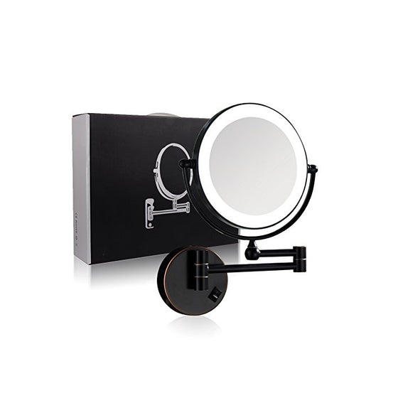 GURUN Oil-Rubbed Bronze Wall Mounted Makeup Mirror LED Light with 7x Magnification, 8-Inch Two-sided Swivel, Plug powered M1805DO(8in,7x)