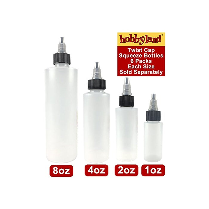 Hobbyland Squeeze Bottles with Twist Cap (4 oz, 6 Pack)