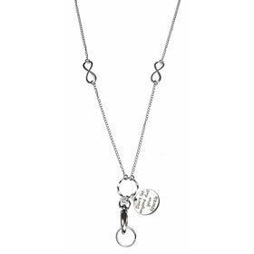Hidden Hollow Beads Message Don't Let Any One Charm Fashion Lanyard Necklace, Women's super strong chain for ID badge holder and keys, 34" long (Charm Lanyard Don't let any one)