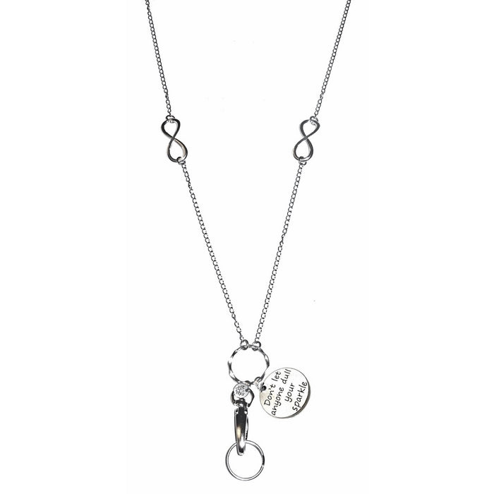 Hidden Hollow Beads Message Don't Let Any One Charm Fashion Lanyard Necklace, Women's super strong chain for ID badge holder and keys, 34" long (Charm Lanyard Don't let any one)