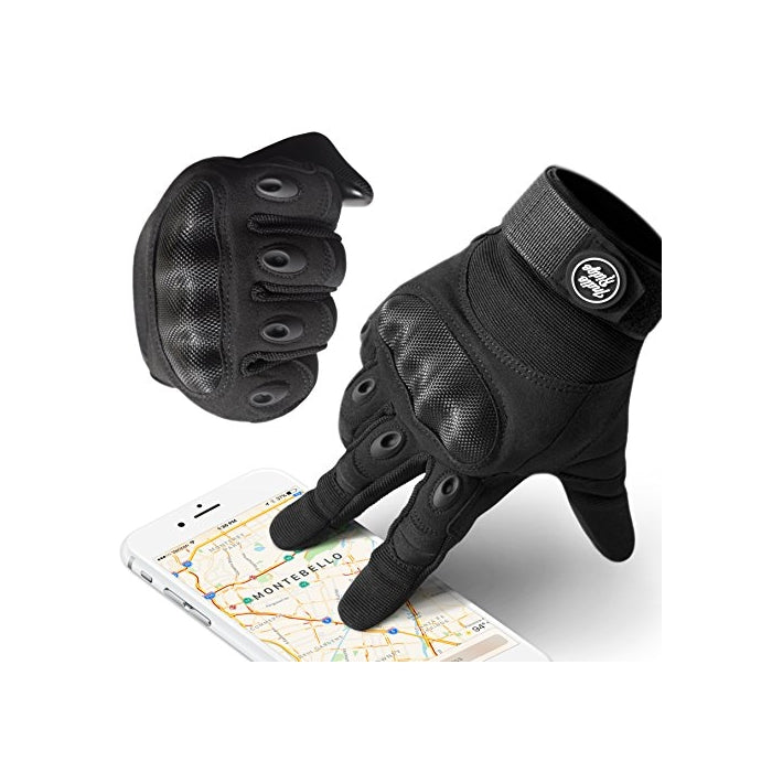 Indie Ridge Powersports Gloves, Pro-Biker Carbon Fiber Powersports Racing Gloves with Touch Screen Fingertips (Large)