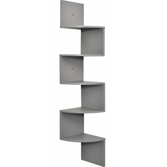 Greenco 5 Tier Wall Mount Corner Shelves Gray Finish