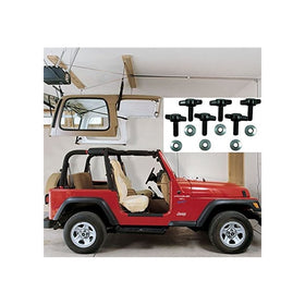 Jeep Hardtop Storage Harken Hoist Jeep Lift with BONUS 6 T Knobs for Quick Hardtop Removal | Safe for One Person Operation | Lifts Evenly with 6:1 Mechanical Advantage | Organize Your Garage